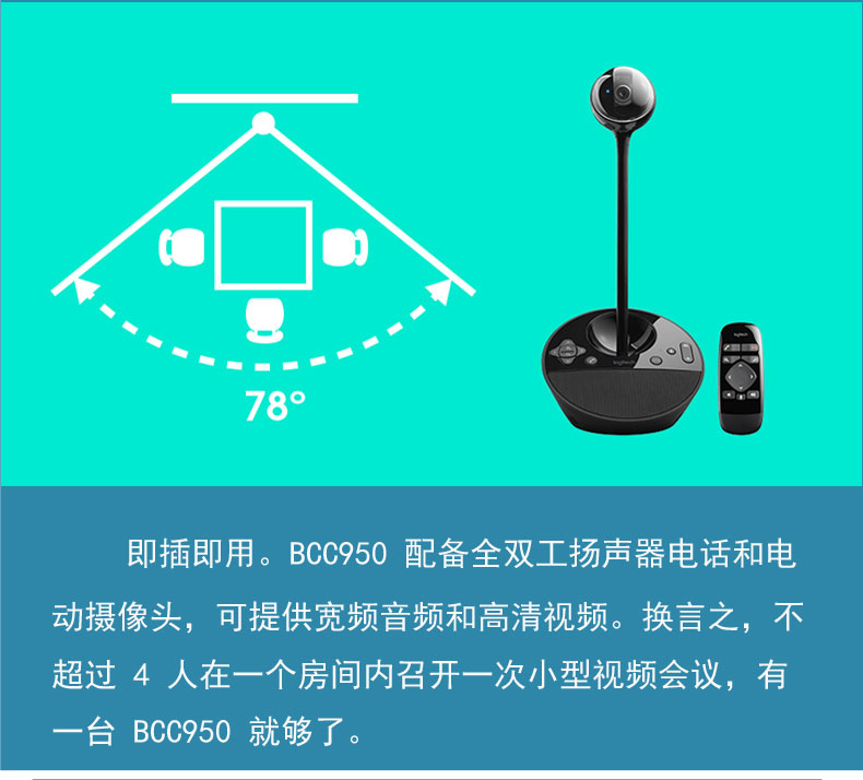 羅技會(huì)議攝像頭<a href='http://www.yuxian8.cn/products/2019101833.html' target='_blank'><u>高端視頻會(huì)議攝像頭</u></a>羅技BCC950羅技攝像頭總代